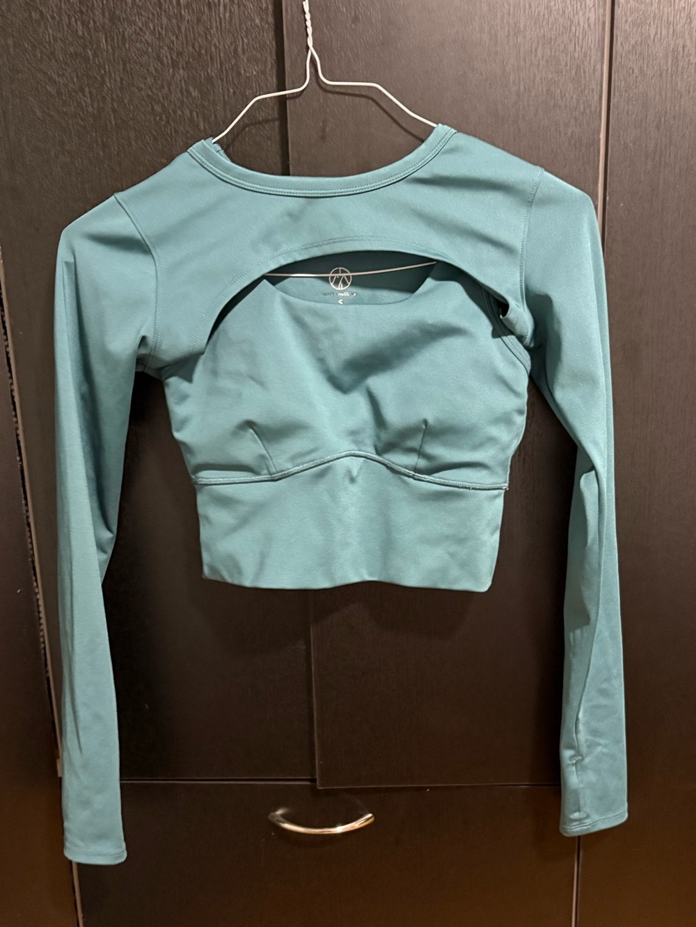 Move Theology Teal Long Sleeve Crop Top Sports Bra